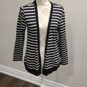 Cable and Gauge blk, grey & WHT striped cardigan